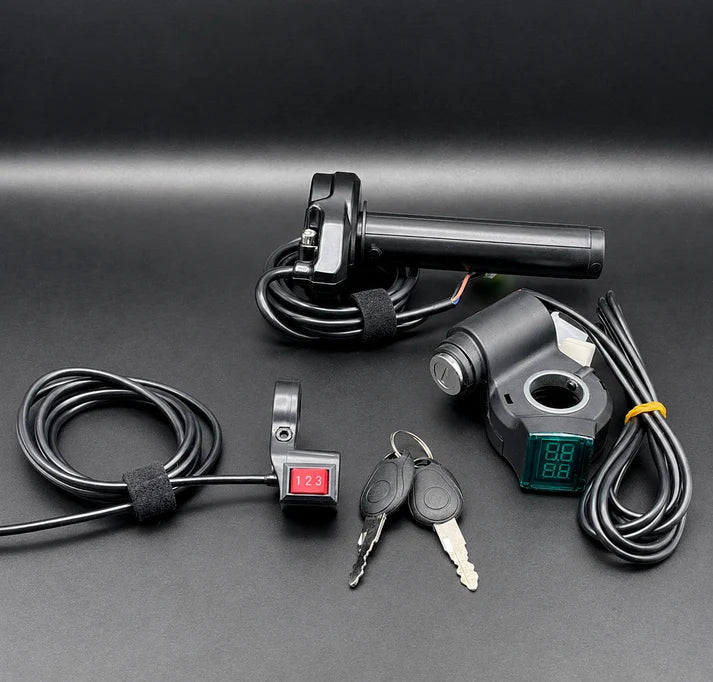 Controller Essentials: PREWIRED (FD) Bundle inc SurRon Style Throttle w Choice of Grips, Key Voltmeter & 3 Speed