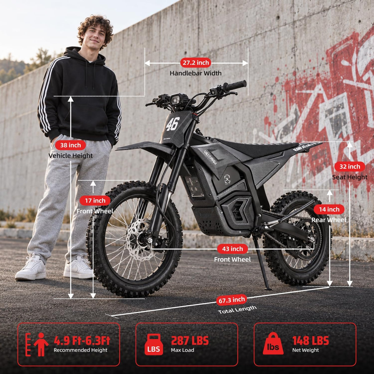 Valtinsu EM5 Ultra Electric Dirt Bike 72V 25Ah